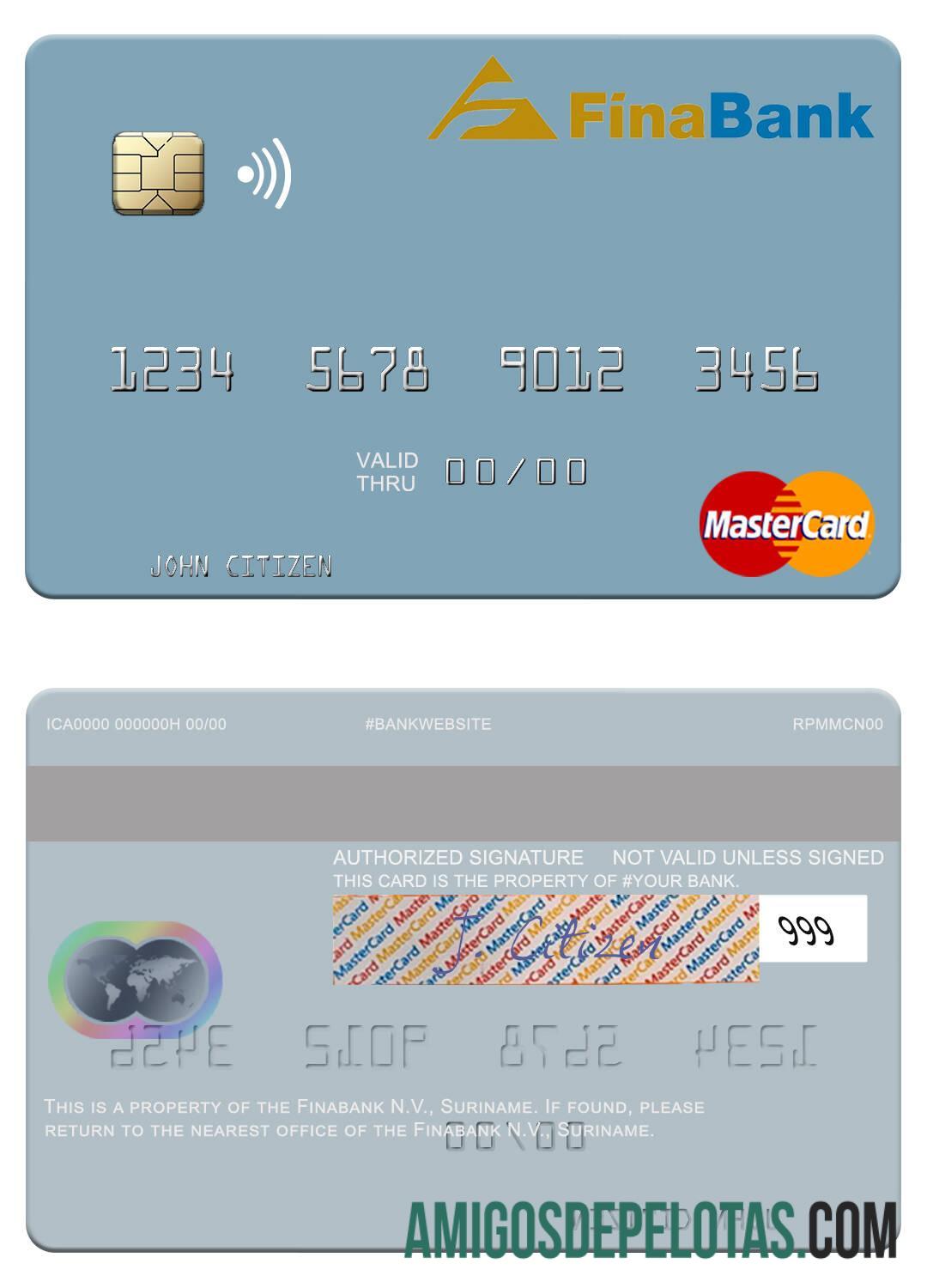 Suriname Finabank N.V. Mastercard modelo